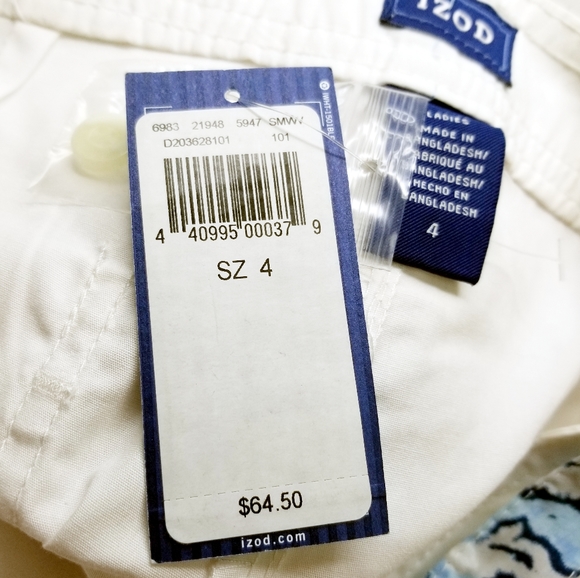 Izod White 11" Belted Bermuda Shorts sz4 NWT - Picture 7 of 9